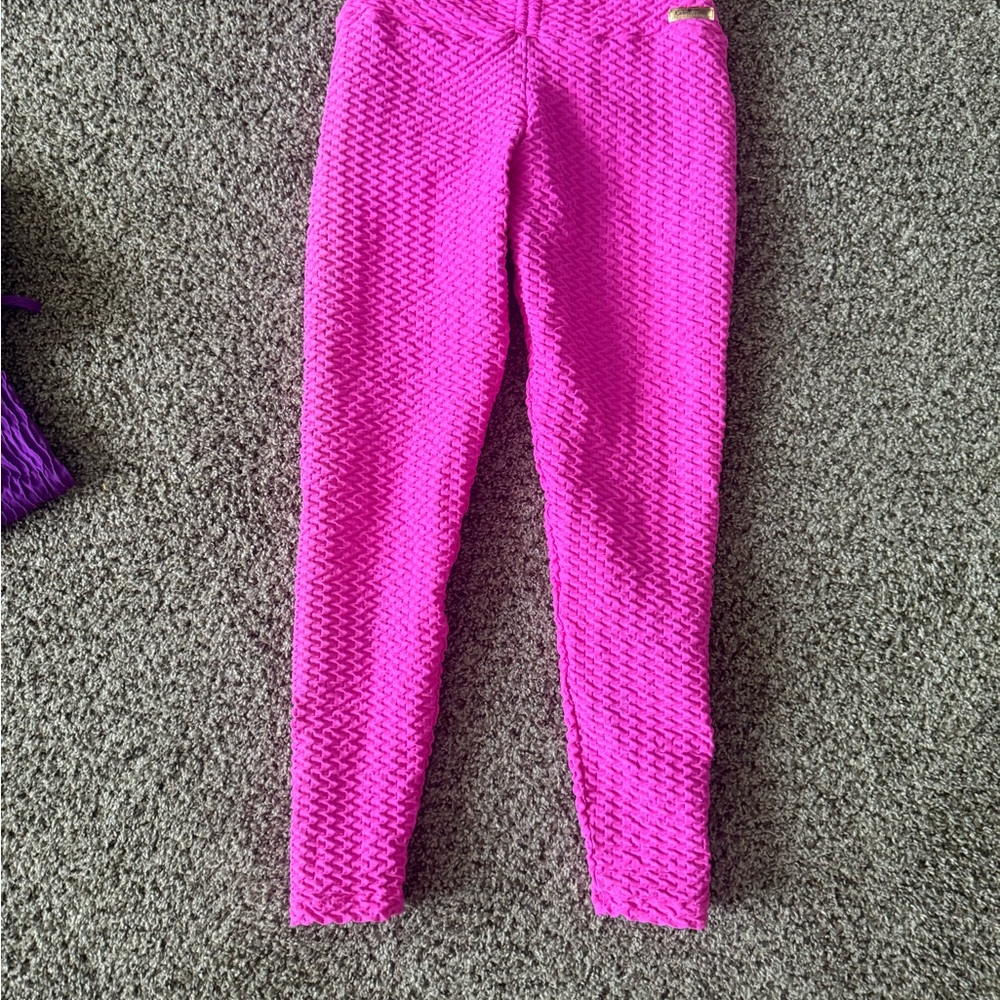 Vibrant Pink Textured Leggings